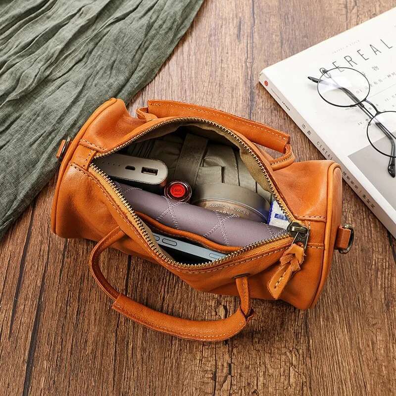 Versatile Handbag Simple Genuine Leather Women Bag 2025 New Retro Natural Soft Real Cowhide Shoulder & Crossbody Bags