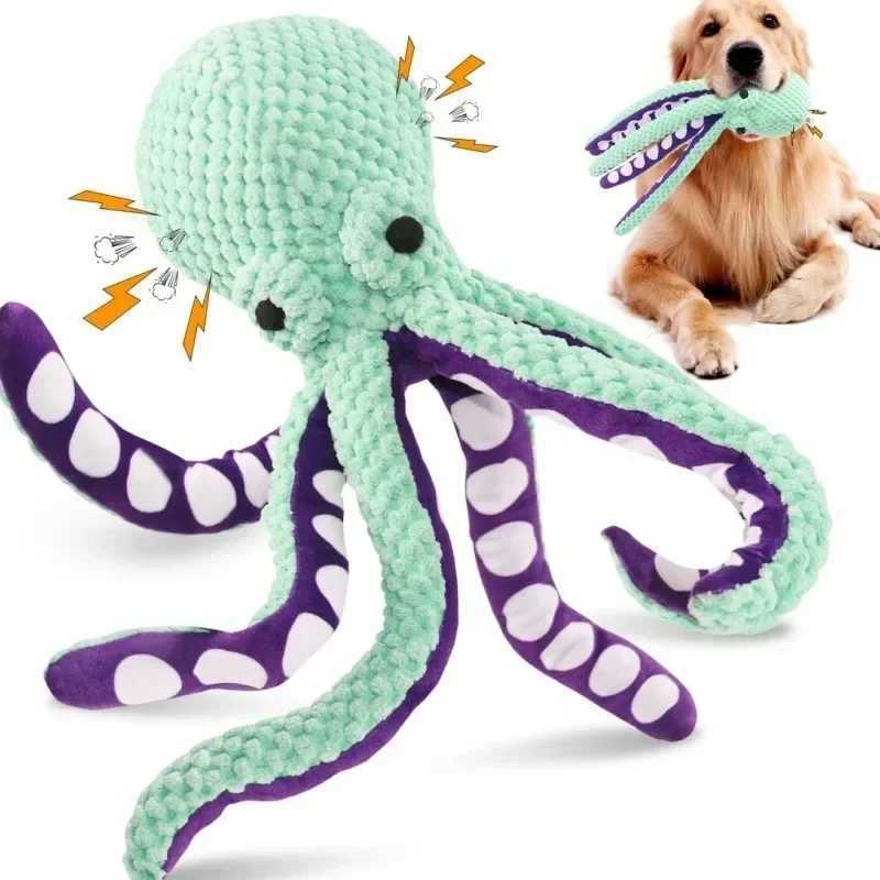High Quality Dog interactive toy sound plush octopus chew toy durable stuffed puppy toy boring companion dog accessories T2504012
