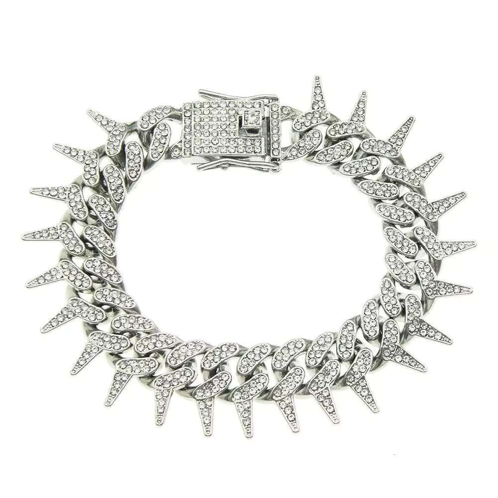 18mm VVS Clarity Moissanite Diamonds DEF Color Spiked Cuban Link Bracelet Crafted With 925 Sterling Silver