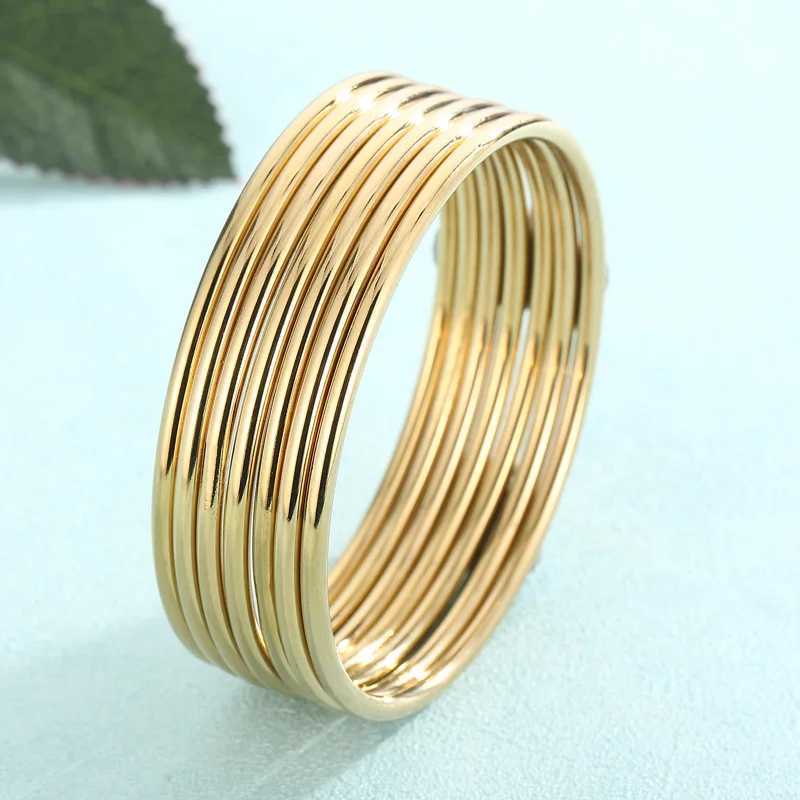 Simple Stainless Steel Bracelet For Women Men Gold Silver Color Geometry Wire Round Bangle Female Trendy Jewelry Wristband GiftsC250411
