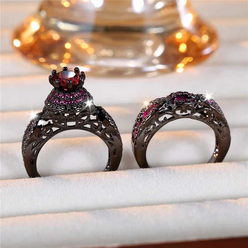 Luxury Womens Crystal White Round Zircon Engagement Ring Set Cute Gold Colorful Womens Wedding JewelryXJ250412