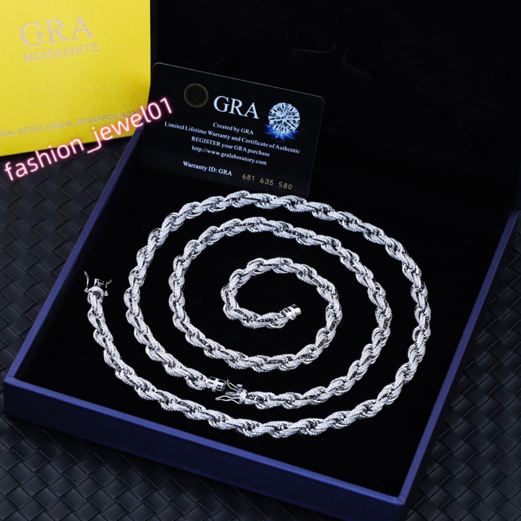 Yu Ying Custom Hand Make VVS Moissanite Diamond 8mm Gold Plated 925 Solid Silver Rope Chain for Cuban Link Chain