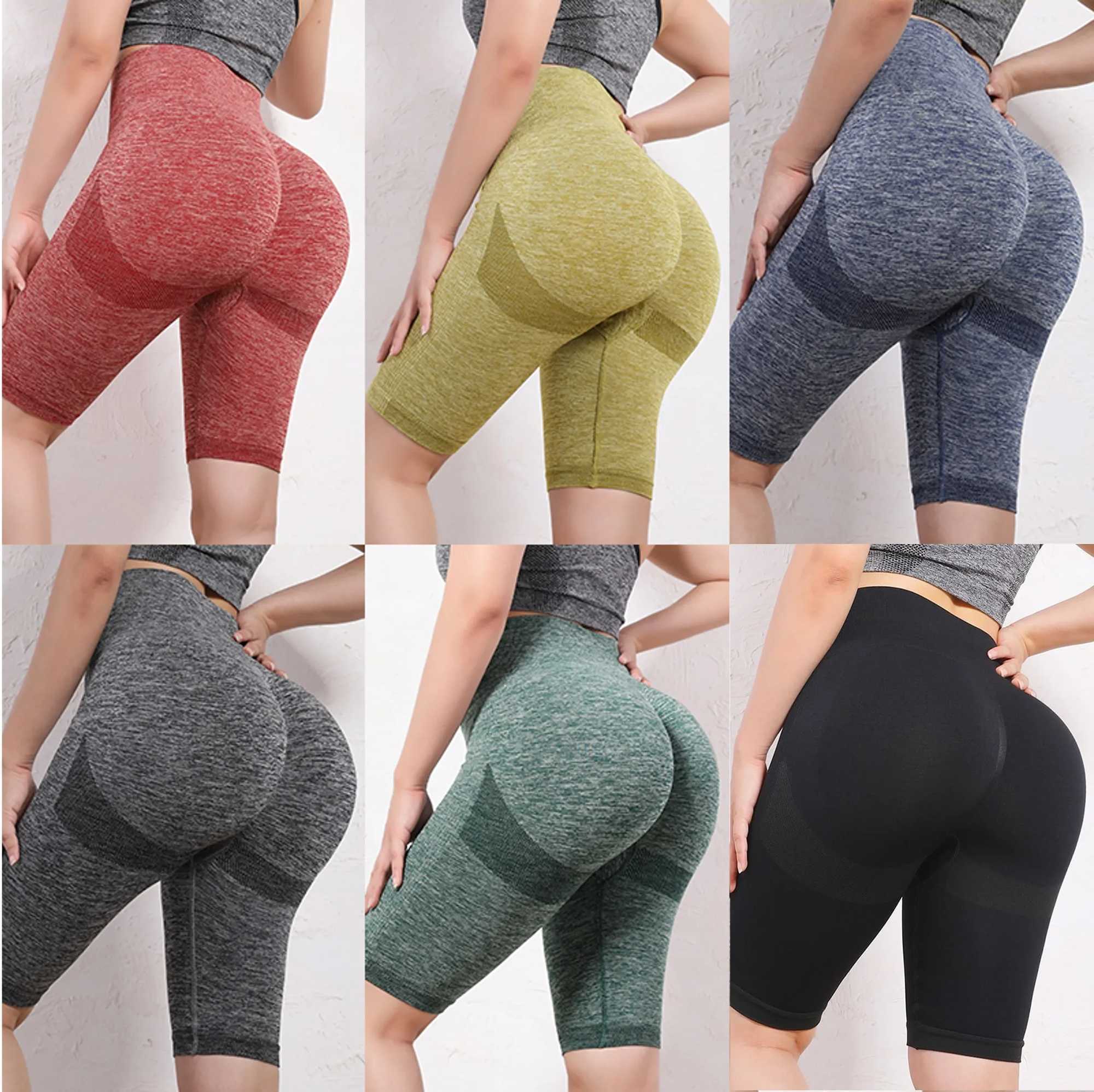 Womens stretch yoga shorts high waist abdominal control pleated boots no shoulder lift gym compression leggings Y250412