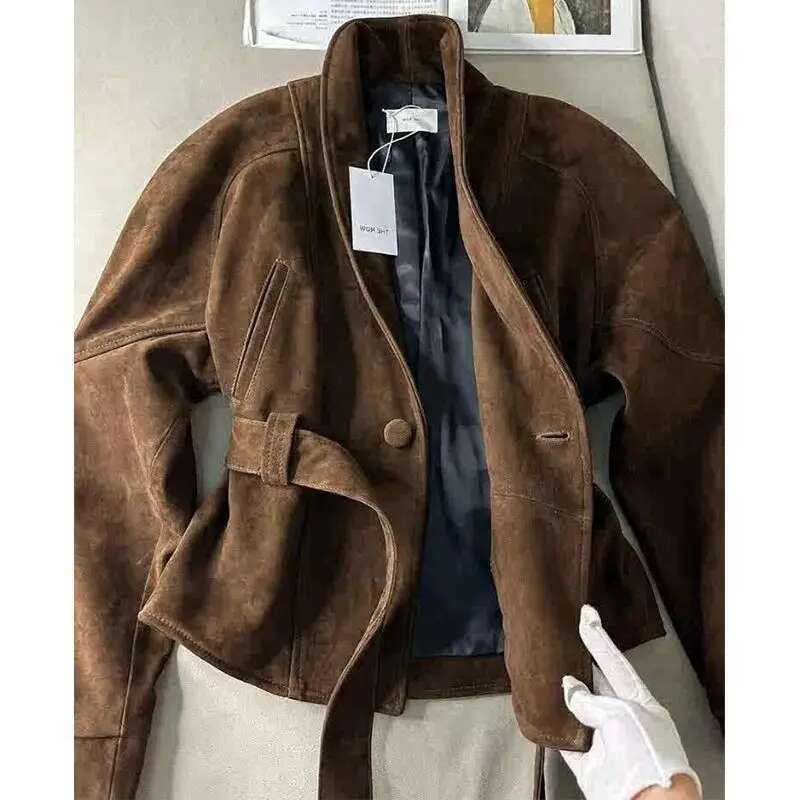 Maillard Brown Waist-Tight Short Coat Korean Style Beautiful High-Grade Young Wind Windbreaker
