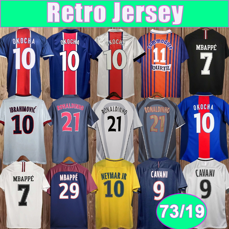 1990 2019 NEYMAR Mens Retro soccer Jerseys MBAPPE OKOCHA RONALDINHO CAVANI DANI ALVES DRAXLER Home Away 3rd Short Long Sleeve Vintage Football Shirts