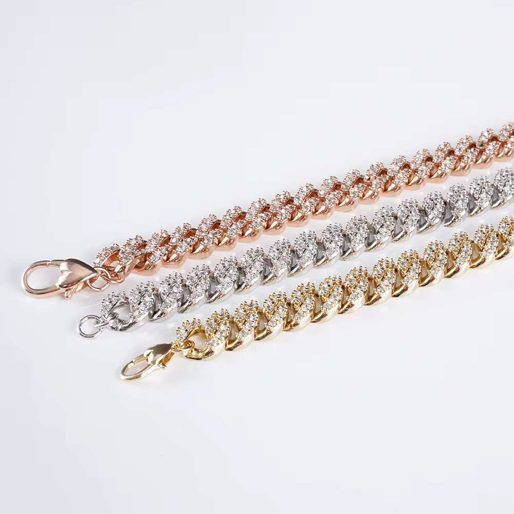 12mm 18k Gold Cuban Chain Baguette Hip Hop Jewelry Necklace Wholesale