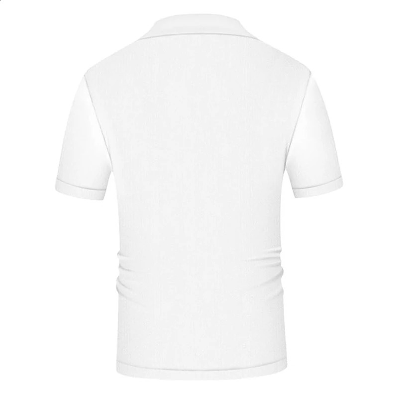 Summer clothing mens casual knitted patch work short sleeved polo shirt collar button breathable T-shirt fashionable M-3XL 250411