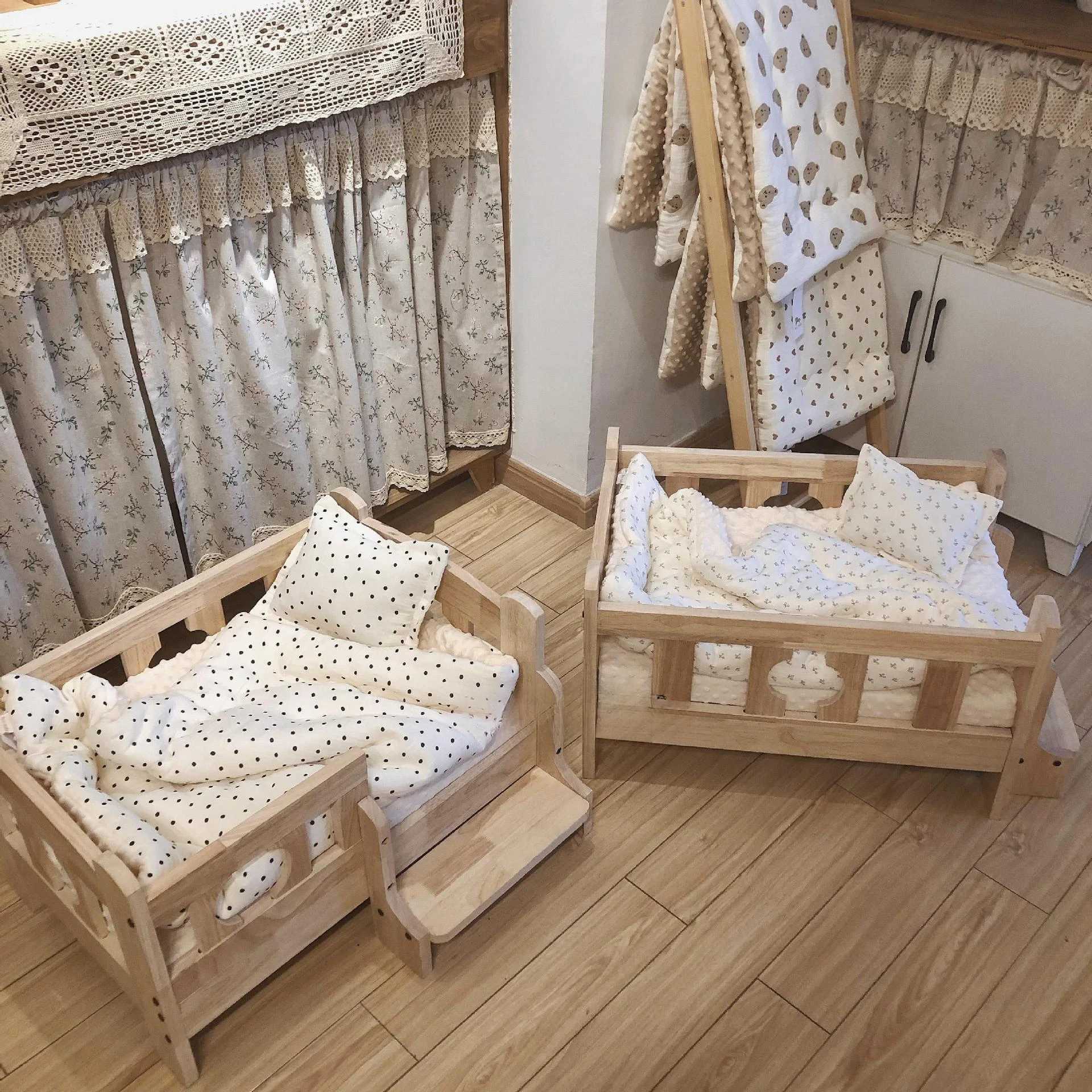Cat shelter pet solid wood off ground small and medium-sized dog four season bed X250412