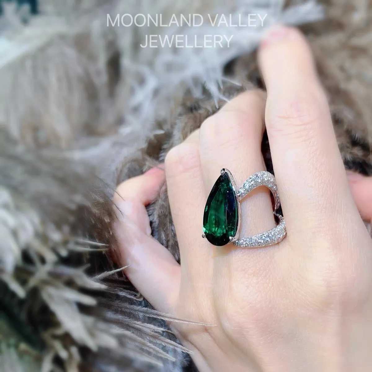 Water droplet jade finger ring 925 sterling silver party wedding ring commitment engagement jewelry giftXJ250412