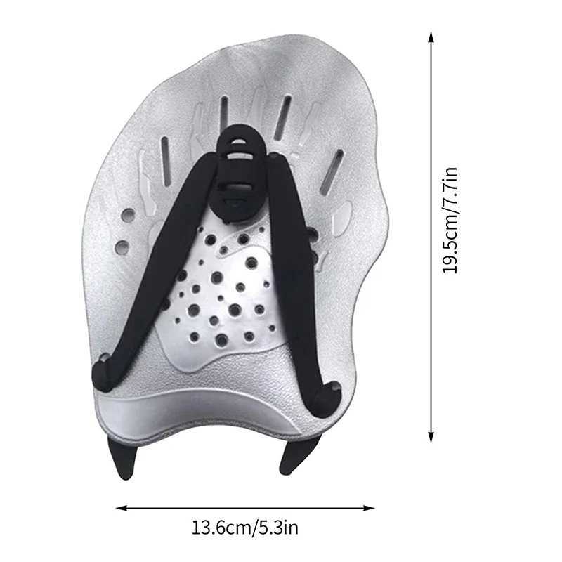 1 pair of swimming training paddles swimming hand paddles inflatable diving gloves finger flip sports silicone palm adjustable shoulder strapY250412