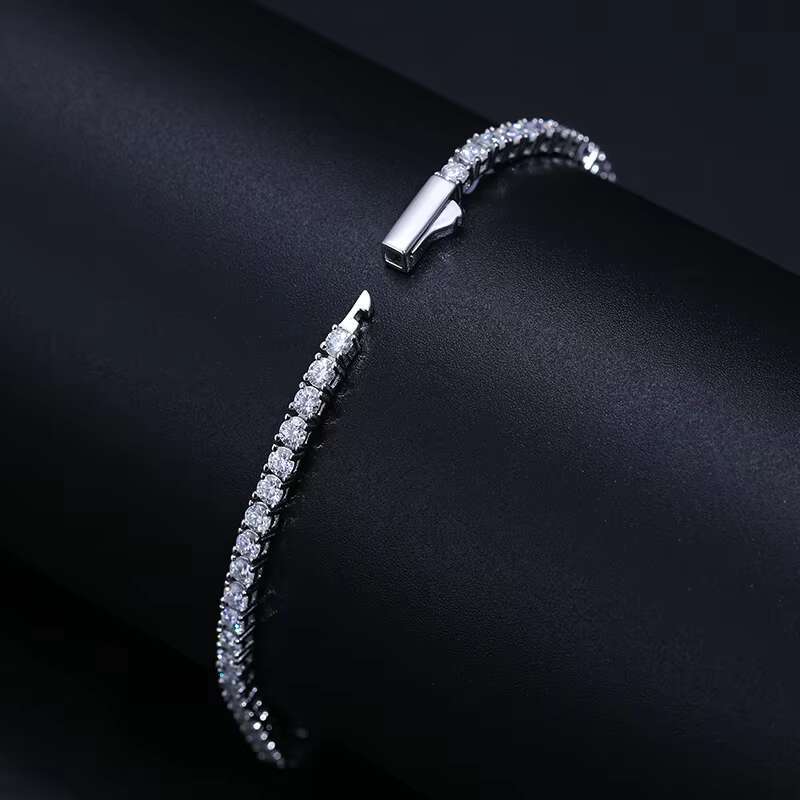 Factory Price Diamond 2mm 2.5mm Tennis Chain 925 Silver Vvs Moissanite Hip Hop Iced Out Tennis Bracelet