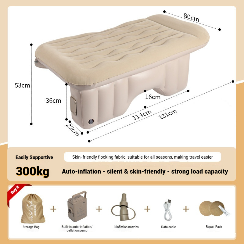 Car Bed Auto Rear Automatic Inflatable Pad Foldable Travel Sedan SUV Universal Back Seat Sleeping