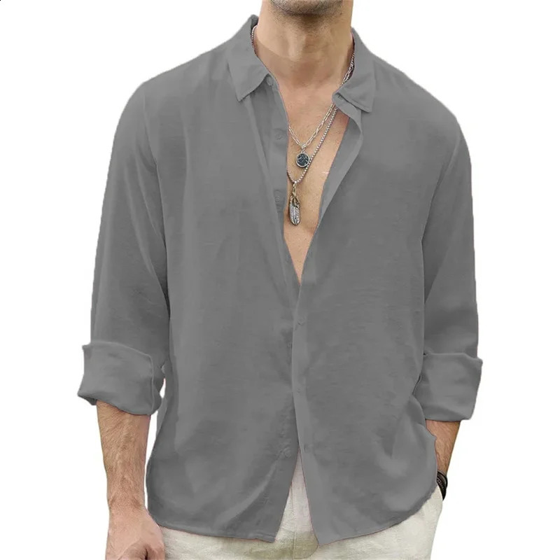 Mens shirts linen shirts regular men casual loose single chest shirt casual spring summer mens tops fast delivery xs-6xl size 250411