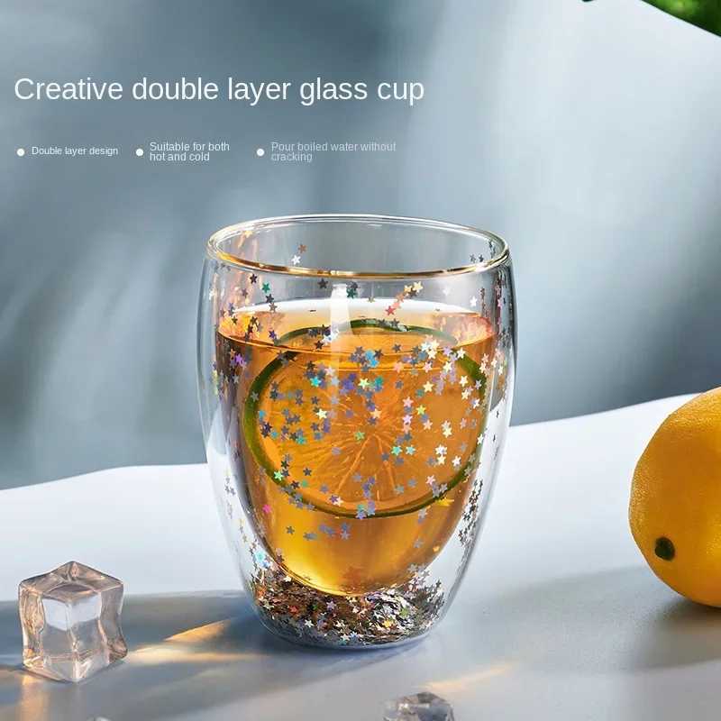 Christmas Double Glass Mug with Egg-Shaped Cups and Mugs Drinkware for Tea and Coffee Cups and Mugs Lovely Girl Heart Y251112