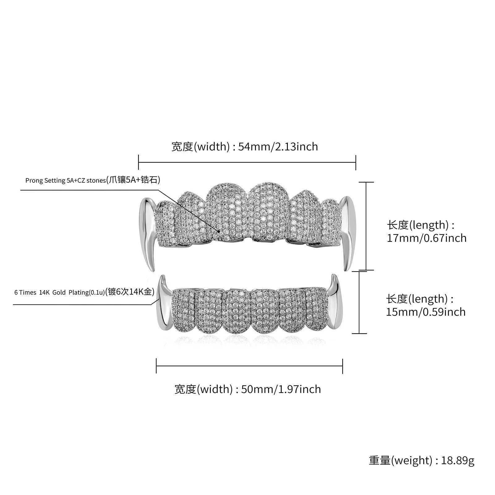 JINAO 2023 New HIP HOP Star Design High Quality Ice Cravejado AAA+Cubic Zircon Grillz Free Jewelry Delivery W250412