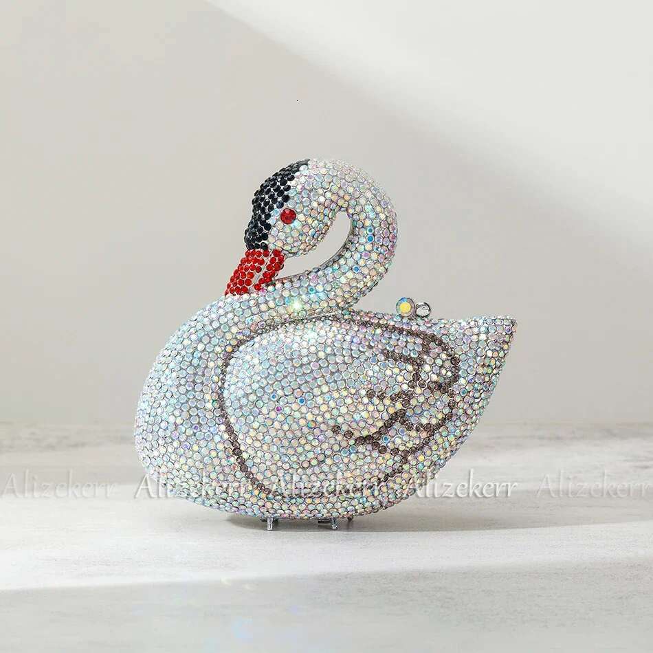 Designer Bag Alizekerr Swan Shaped Dia Evening Bags New Gorgeous Sparkg Rhie Metallic Clutch Purses And Handbags Wedding Party
