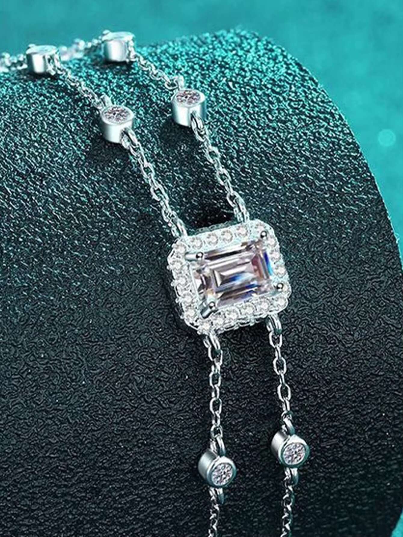 Luxury 925 Sterling Silver Bracelet VVS D Color 1ct Emerald Cut VVS Moissanite Diamond Chain Bracelet for Engagement Parties