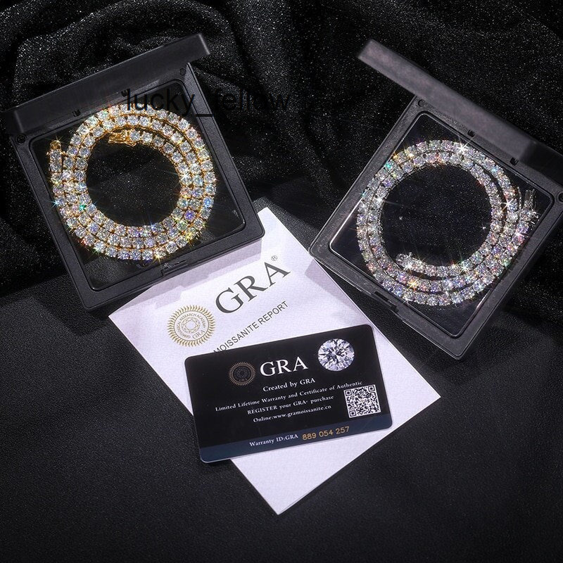 Wholesale Price Hip Hop 925 Sterling Silver 2mm 3mm 4mm 5mm 6mm VVS D Color Moissanites Diamond Moissanite Tennis Chains