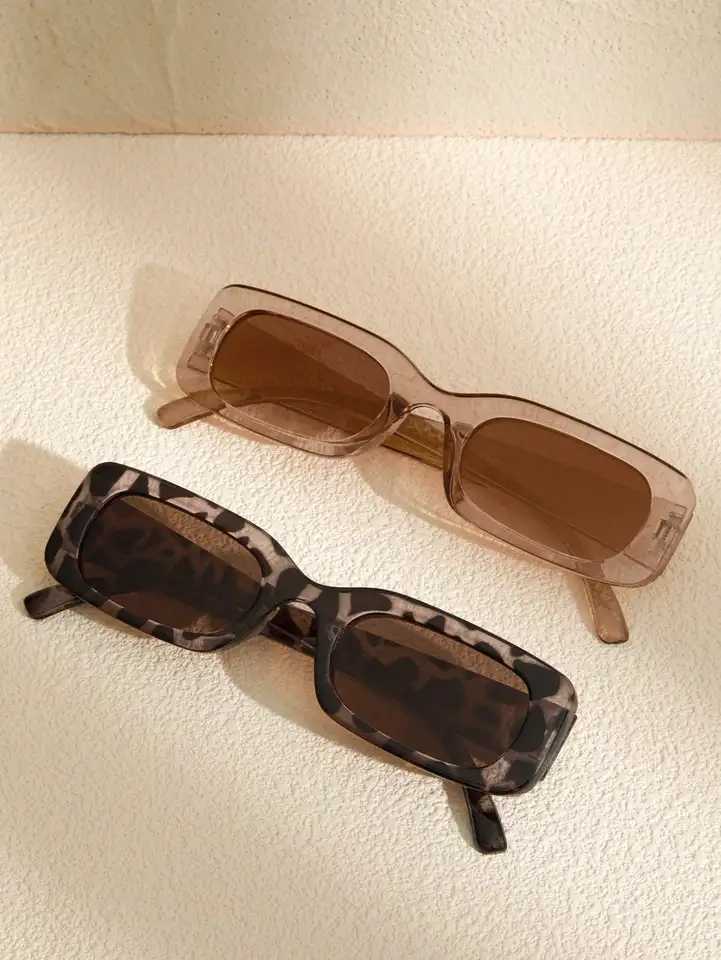 2/4/6 PCS Fashion Classic Square Colourful Plastic Frame Women Sunglasses For Men Daily Life Shades Eyewear Accessories.C250411