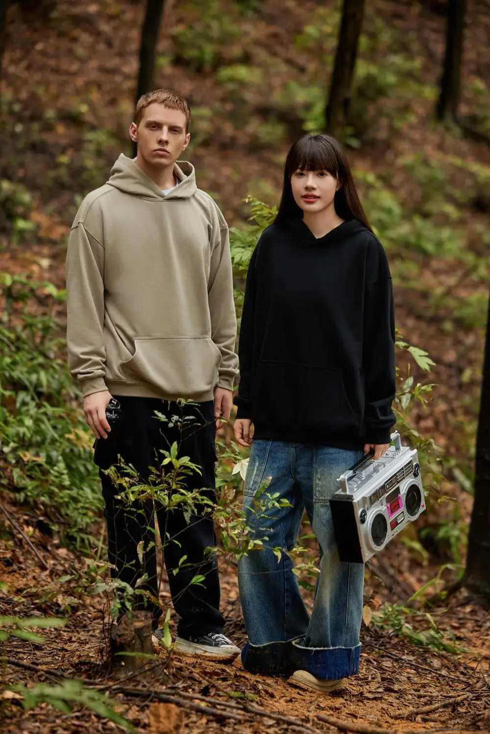 POD customization DIY Custom 450gsm Cotton French Terry Oversized Drop Shoulder Hoodie Men Grey Blue Street Wear Hip Hop Comfortable HoodieT251112