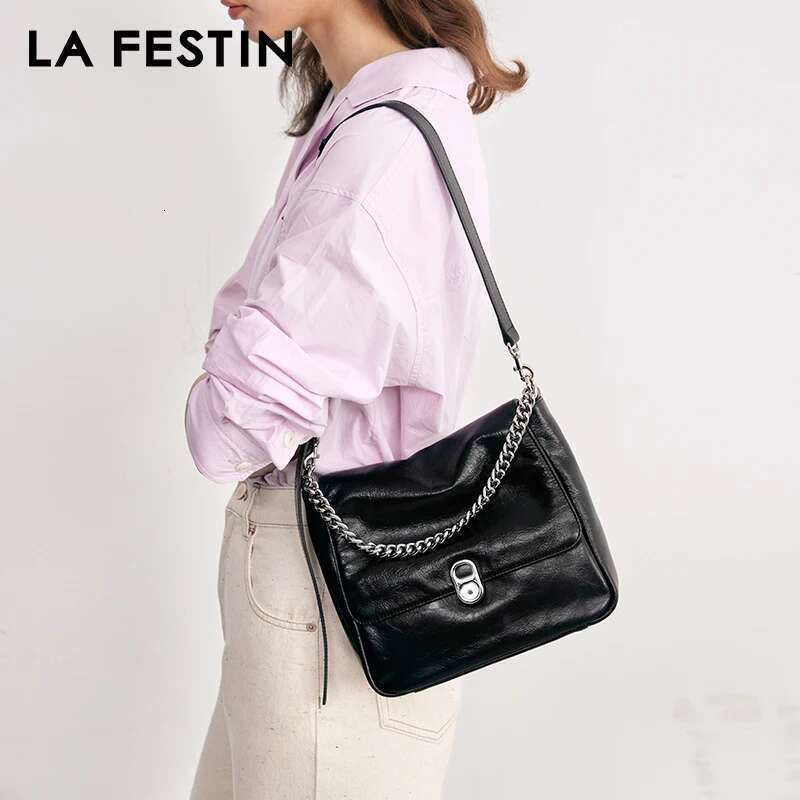 LA FESTIN Original 2024 New Leather Women's Bag Chain Shoulder Crossbody Bag Large Capacity Bags Handbag