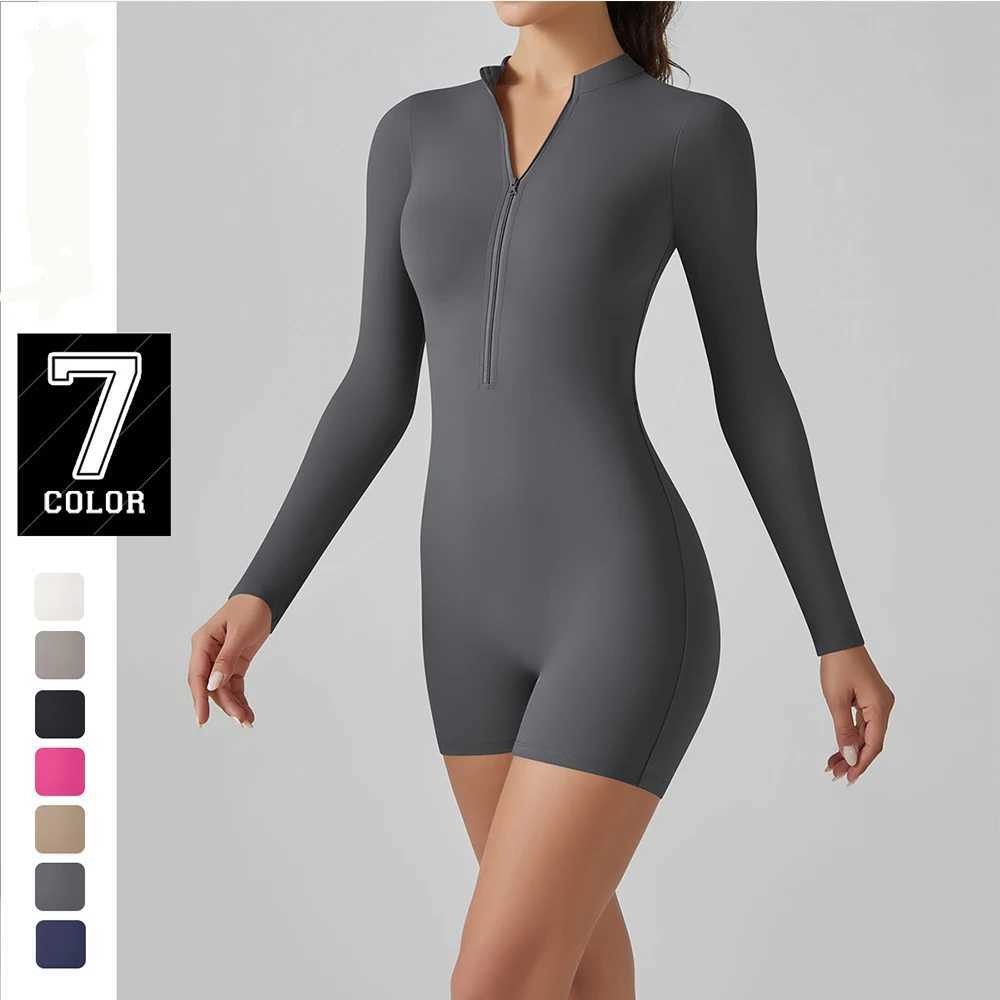 Long Sleeve Zipper Jumpsuit for Women One Piece Yoga Set Nylon Bodysuit Women Workout Clothes Gym Runing Push Up Set Sportswear J251112