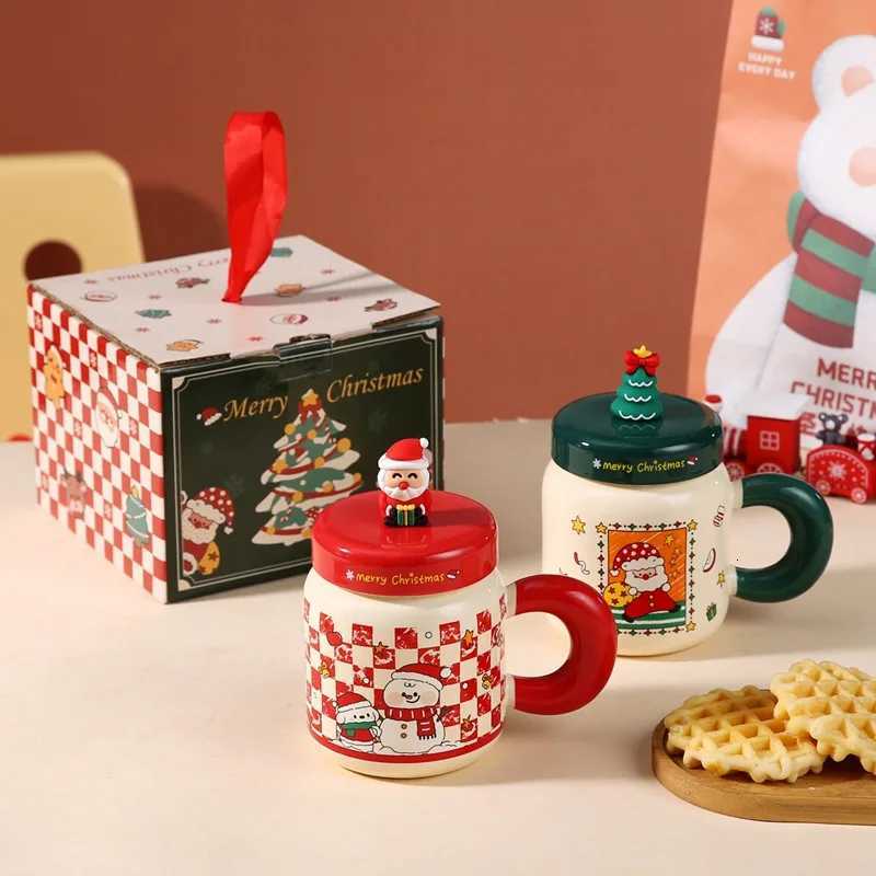 Christmas Christmas gifts Ceramic cups with LIDS spoons cartoon mugs high appearance level creative New Year gifts and souvenirs Y251112