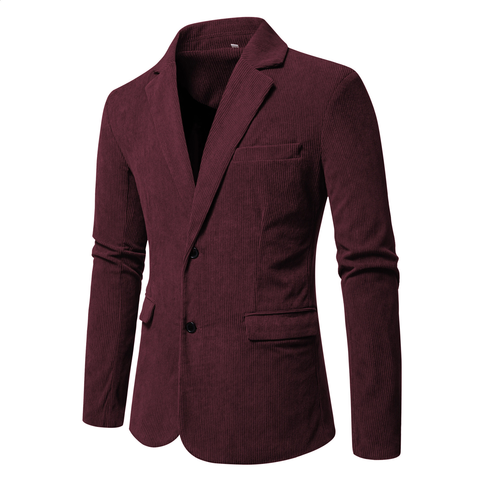 Mens casual solid color Corduroy suit jacket suitable for business use multiple pockets 250411