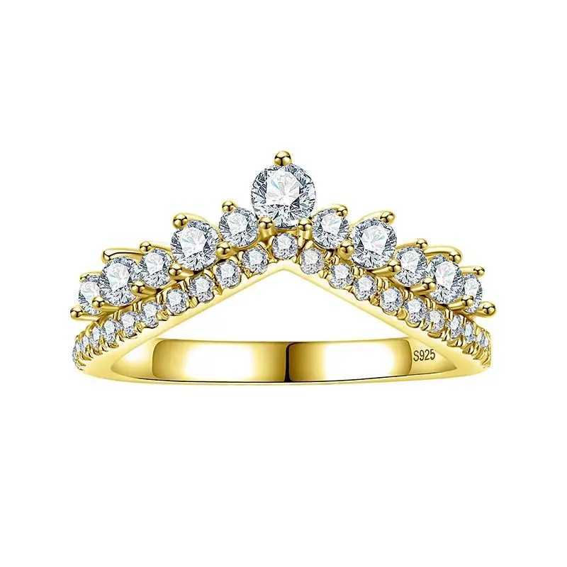 925 sterling silver all silica wedding ring high-quality jewelry yellow ringXJ250412
