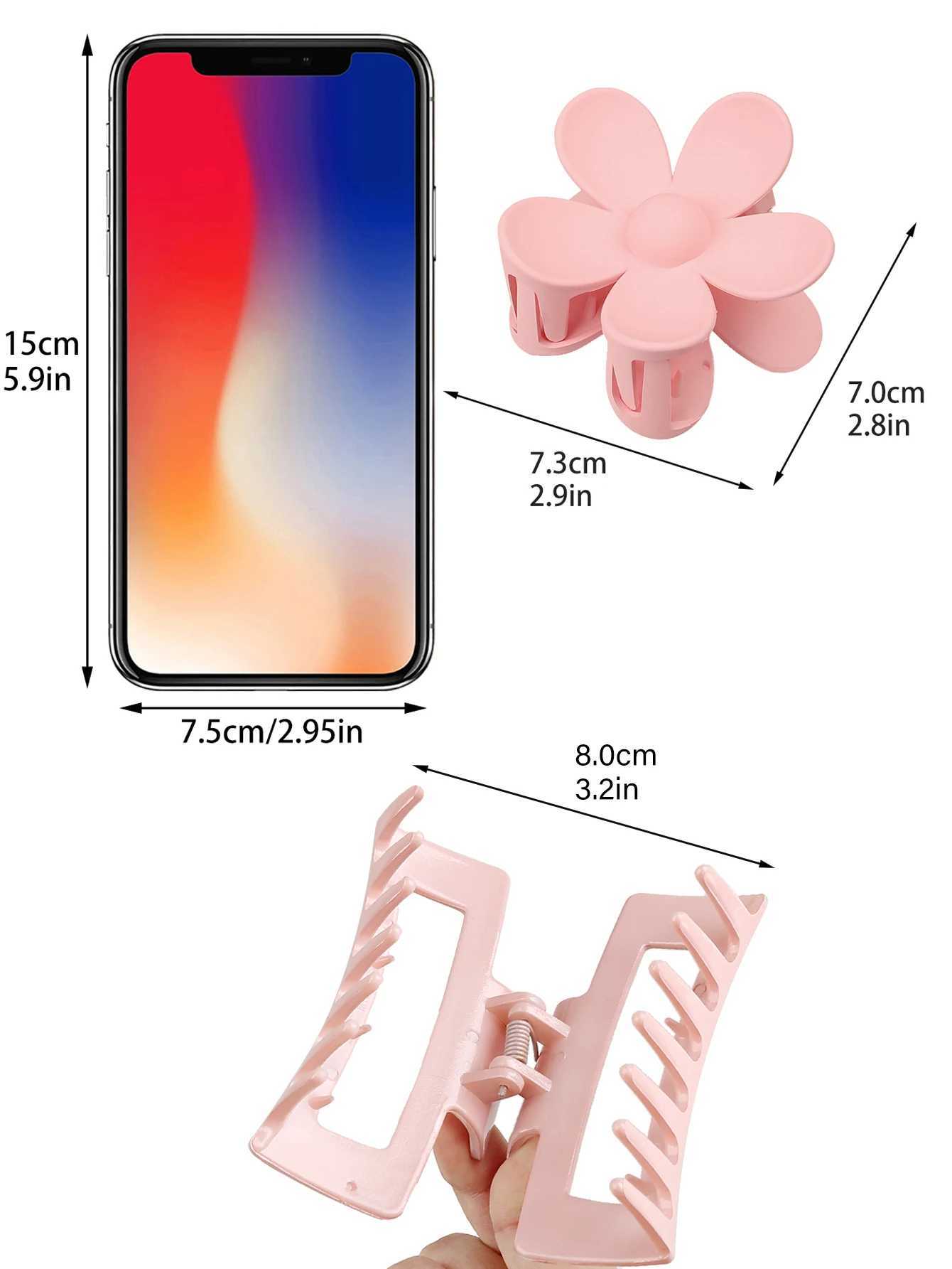 4pcs pink hair clip accessories multiple styles flower claw clip for thick hair female hair clip anti slip Y2504012