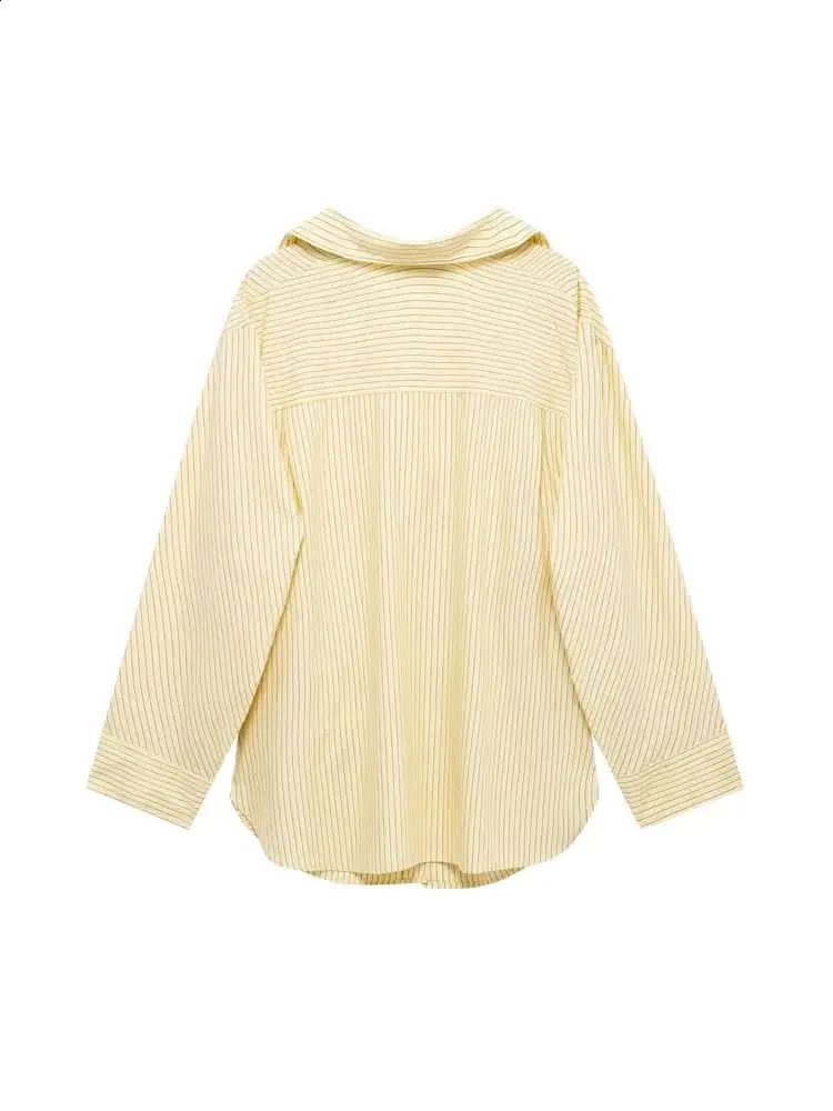 TRZA Womens Oversized Poplin Shirt Long Sleeve Button-Up Chic Blouse Fashionable Top for Ladies 250411