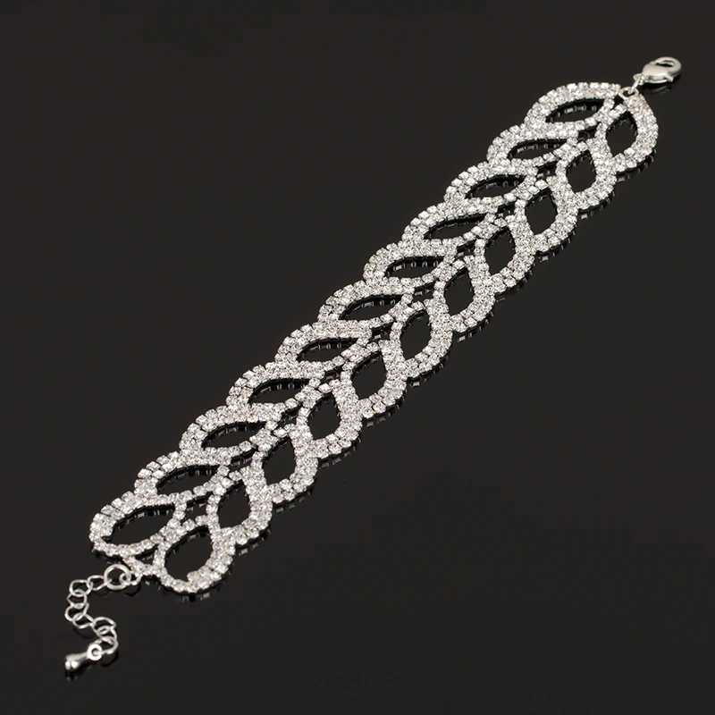 Charming bride wedding bracelet for women crystal Shiny rhinestone Wide fashion Bracelet Princess more style Jewelry B3001C250411