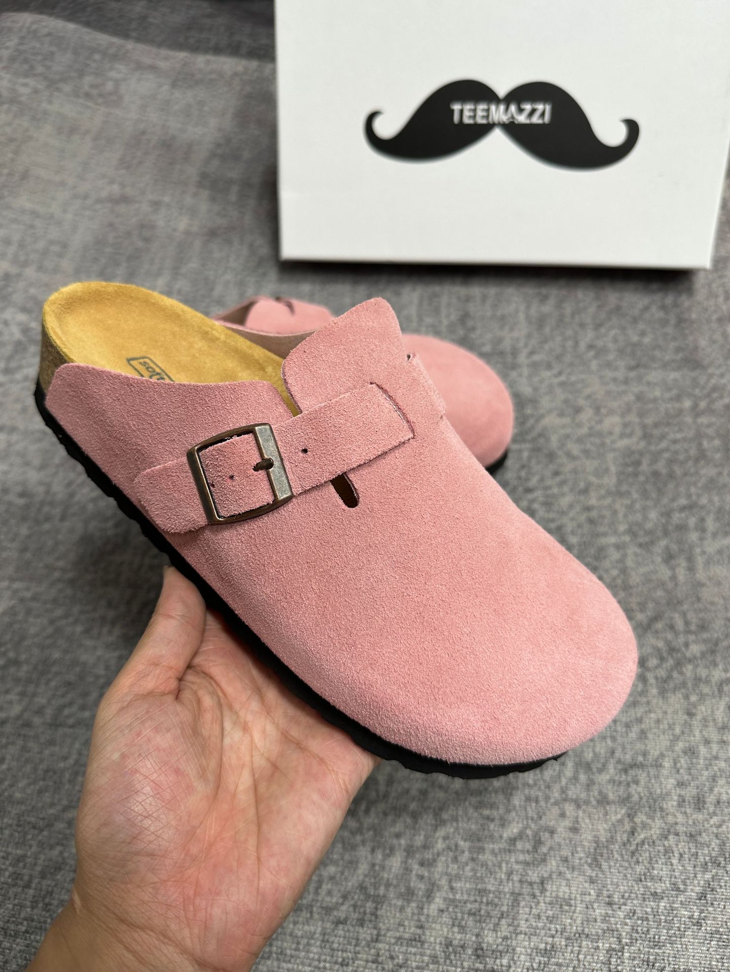 TEEMAZZI mens and womens bocken shoes genuine leather outdoor fashionable and versatile cork bottom casual shoes