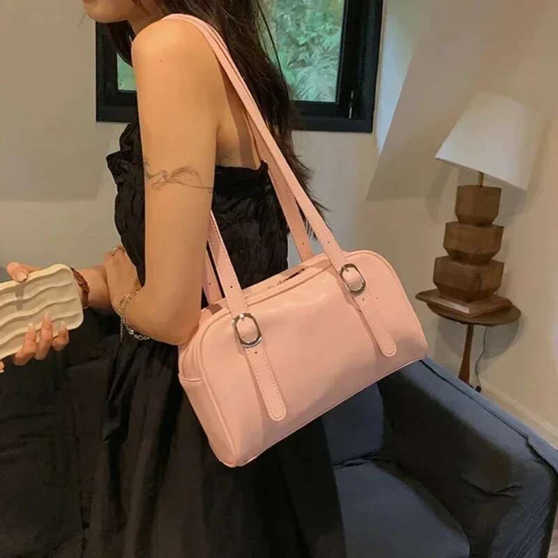 Green Commuter Shoulder Bags for Women 2025 Designer Handbags Pure Color Causal Big Capacity Pillow Underarm Bag