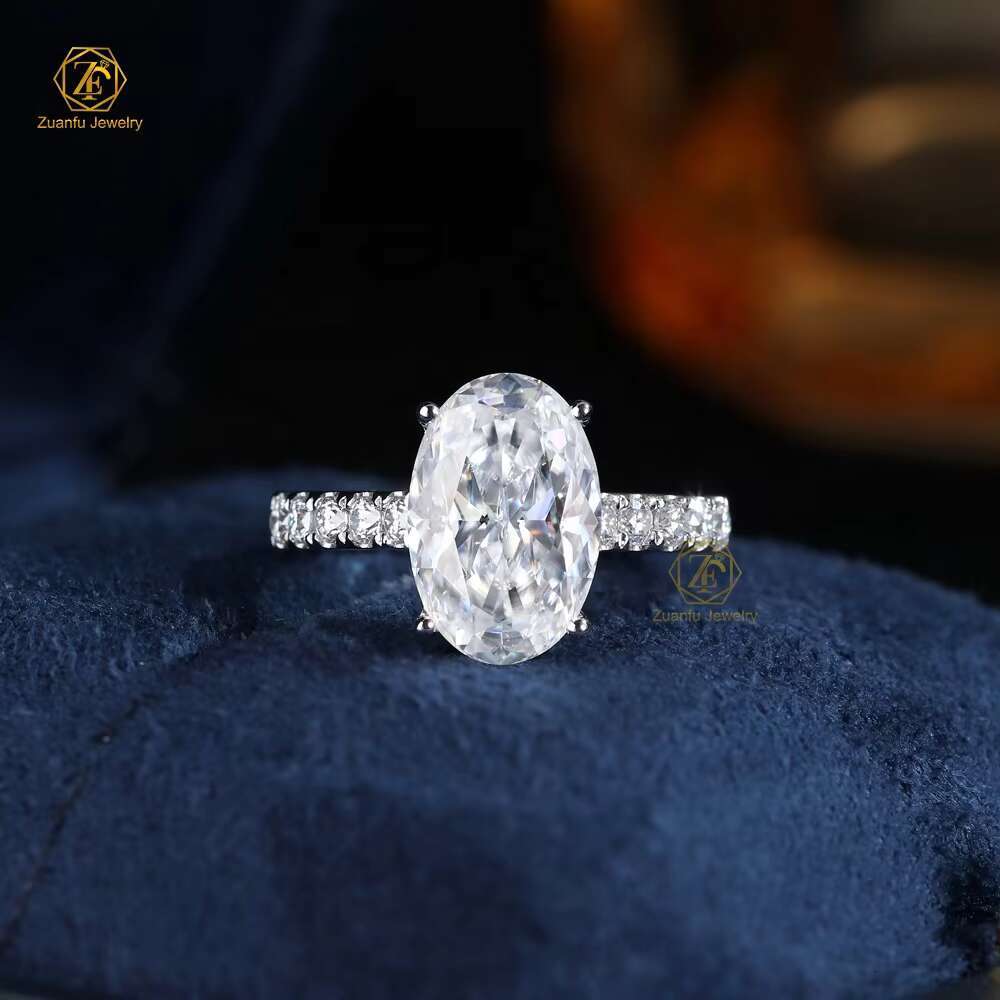 Hot Sale Real Gold 9K 14K 18K S925 Silver Women Engagement Wedding Rings Set 4ct Oval Cut Diamond Engagement Rings Moissanite