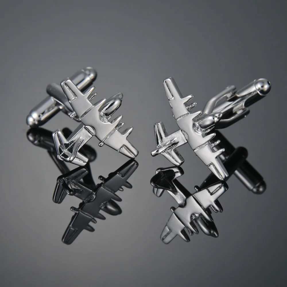 High quality silver cufflinks fighter jet cufflinks French shirt cufflinks set accessories wedding jewelryT250412