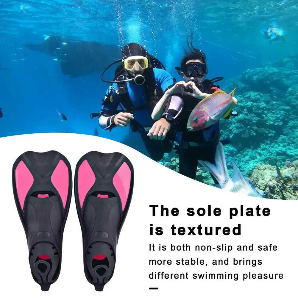 Textured Foot Fins Swimming Flipper Professional Plastic Diving Fins for Adults Kids Short Blade for Swimming for UnisexY250412