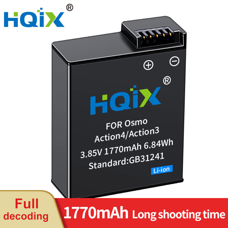 HQIX pour DJI OSMO Action 4 Action 3 Batterie de chargeur de caméra d'action OSMO