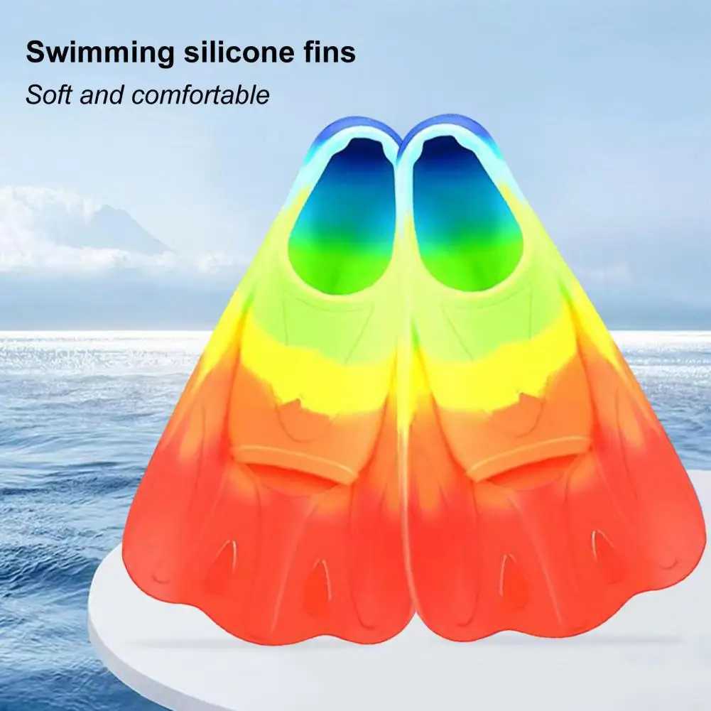 1 pair of comfortable and non slip swimming fins professional auxiliary training silicone short swimming training flip cover water sportsY250412