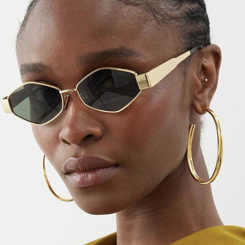 Small Frame Polygonal Sunglasses for Women Luxury Brand Designer Metal Punk Suns Glasses For Men Vintage Rhombus Sunglass Shades Z250411