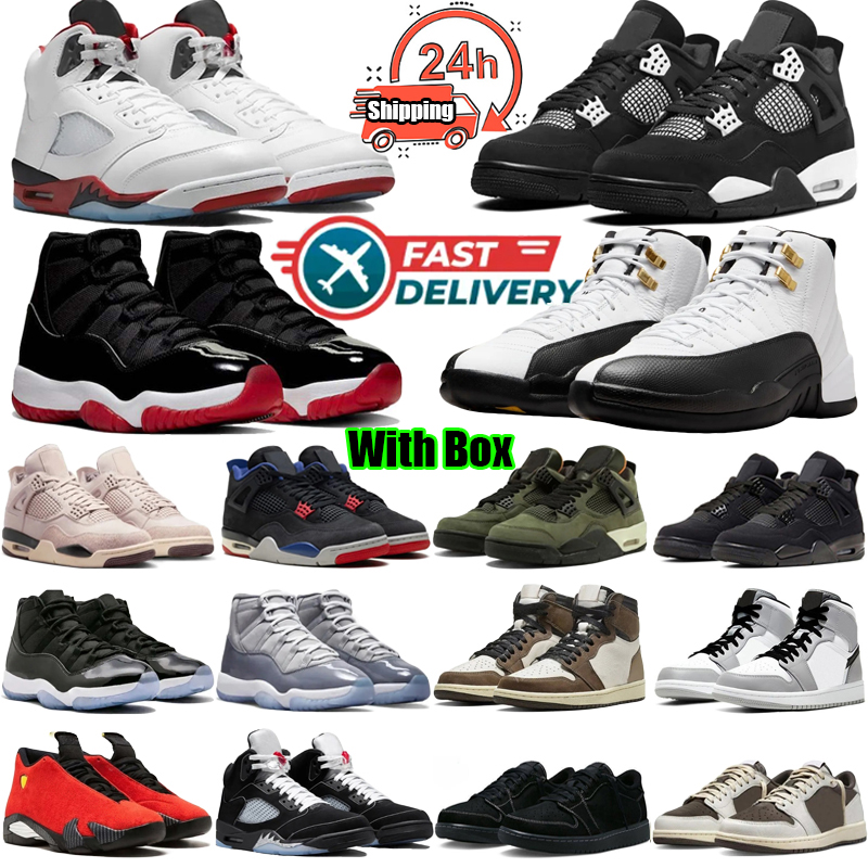 1s 3s 4s 5s 11s 12s Black Cat Basketball Shoes Designer Grey Military Red Fear Blue White Thunder Fire Red Bred Yellow Cool Grey White Sneakers Sports Shoes Size 36-47