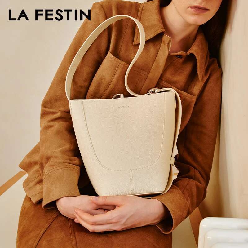 LA FESTIN Original Woman Leather Fashion Handbag Casual Large Capacity Shoulder Bags 2024 New Style Shopping Bag