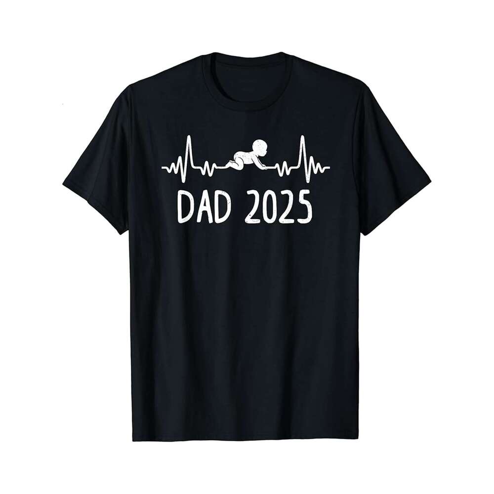Designer T shirt Funny Dad 2025 Promoted to Dad 2025 First Time Father Daddy ,100% cotton, short sleeve , Wrinkle resistant, Casual, comfortable fit -
