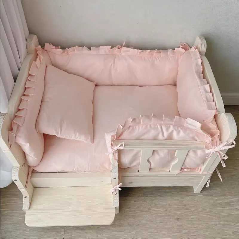 Solid wood dog bed with stairs comfortable pet bed suitable for cats dogs durable teddy bears golden retrievers fashionable pet furniture X250412