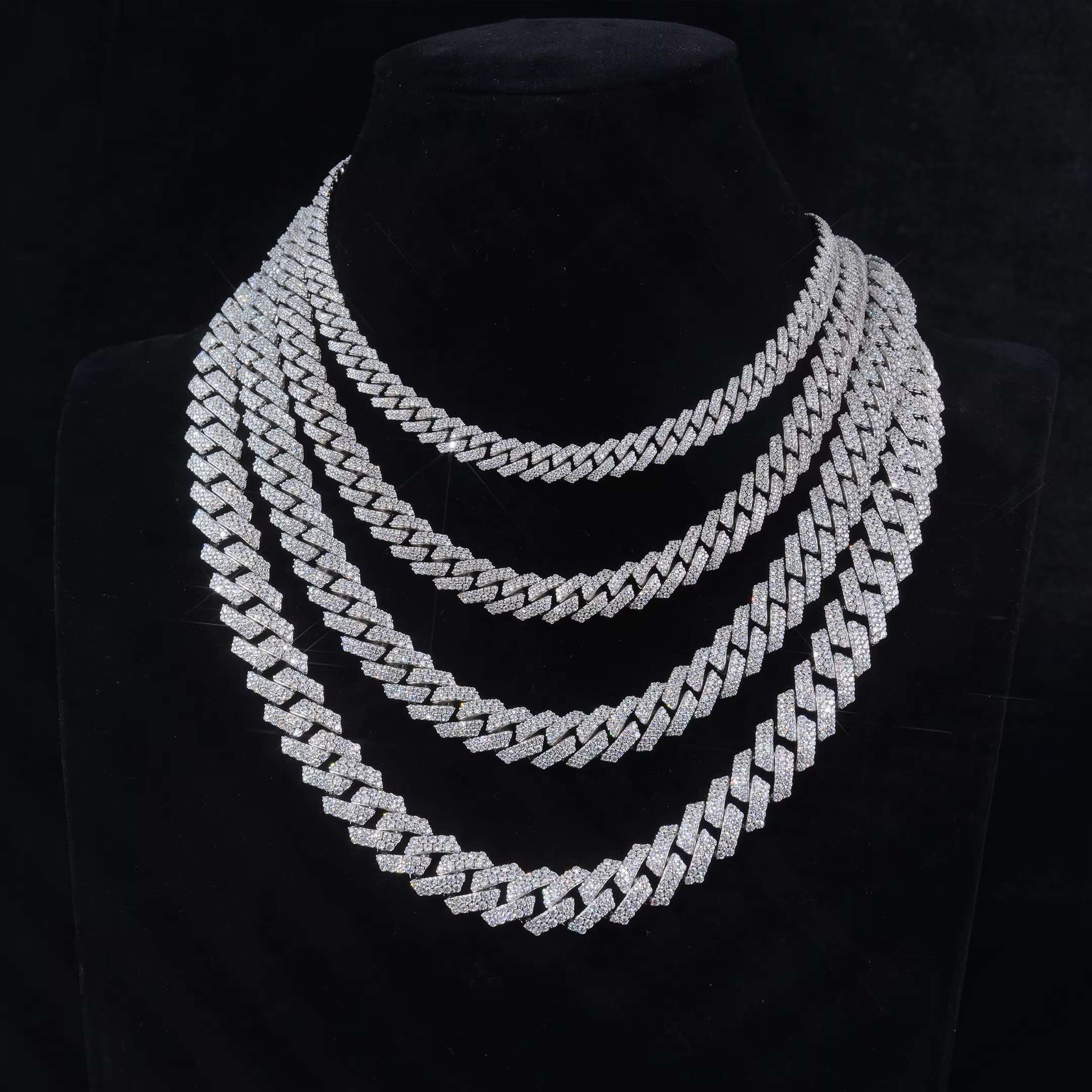 Hot Sale 10mm Sterling Silver Moissanite Cuban Link Chain Necklace and Bracelet New Type Jewelry