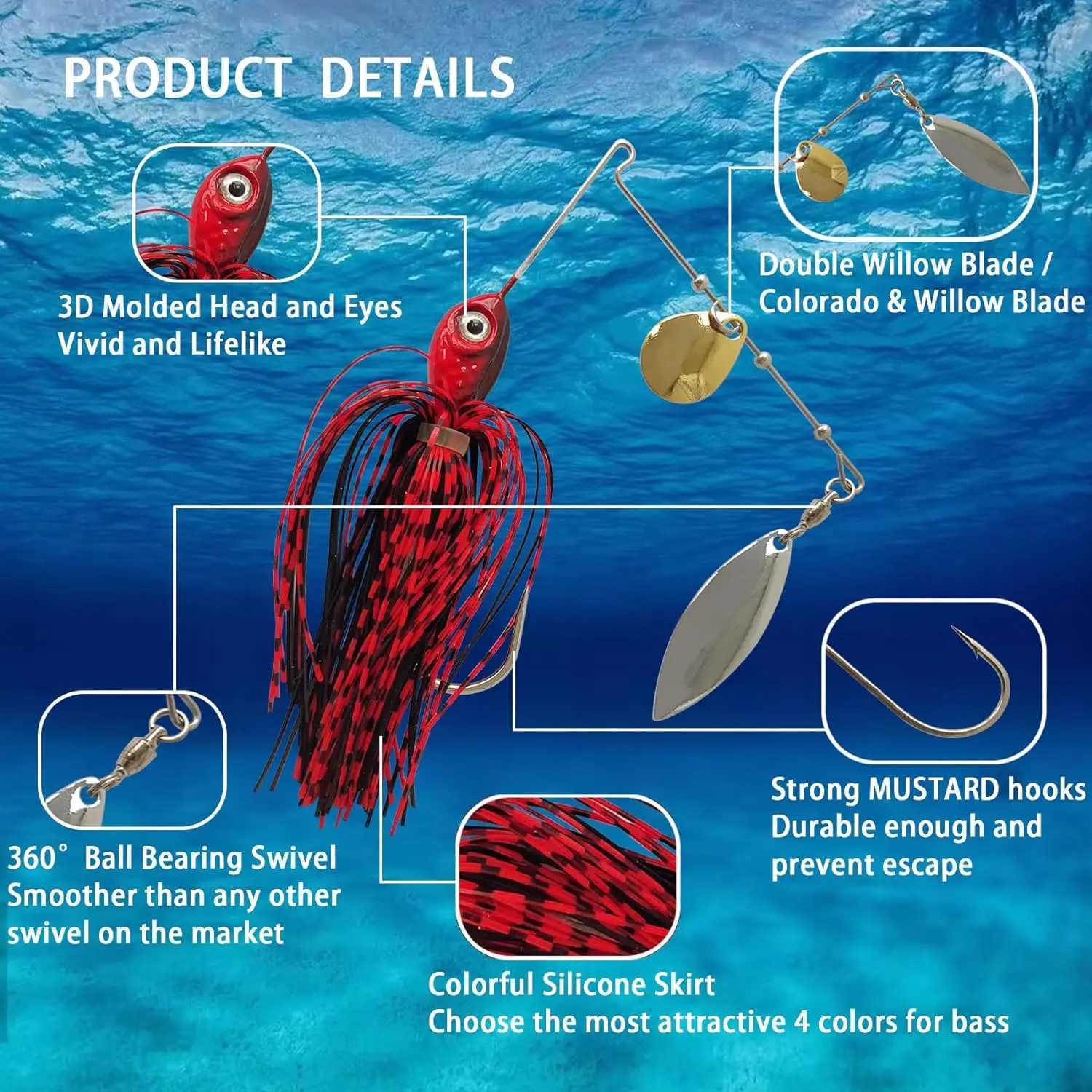 Eupheng Spinner Bait Spoon Wire Bait 3.5g-14g Bass jig Chatter bait Fishing Lure Spinnerbait Pike Bass Fishing Tackle Z250411