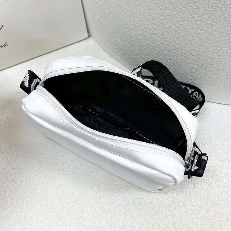 Black&white Shoulder Durable Butterly Nylon Wide Belt Crossbody Casual Small Sqaure Bag For Women
