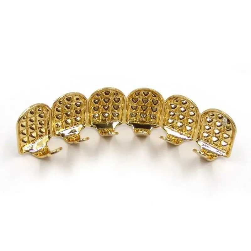 New Fshion Hip Hop Gold Silver Ice Out CZ Teeth Grillz Top Bottom Mens Jewelry Party Gift W250412