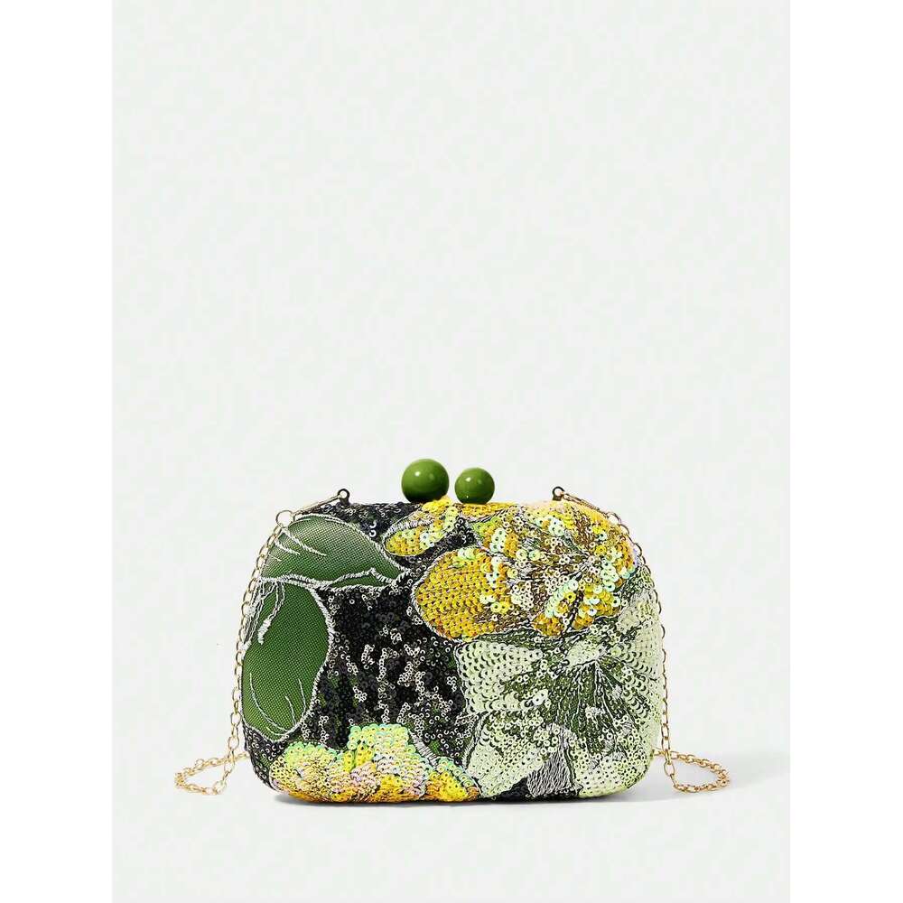 Women's embroidered pearl random pattern dinner detachable shoulder strap box bag, perfect choice for parties, dances