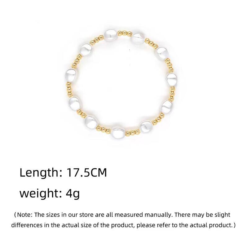 5 Pcs Elegant Freshwater Pearl and Gold Bead Stretch Bracelet